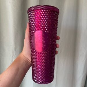Starbucks Holiday 2022 Hot Pink Sangria Bling Studded Cold Cup Tumbler Venti24oz
